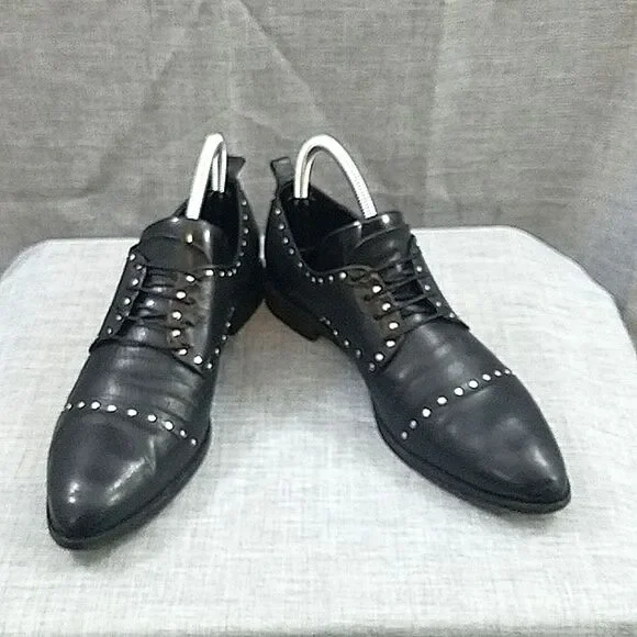 Women’s M. Gemi Black Leather Studded Dress Shoes The Una - Black Nappa with Studs - M.Gemi main image 2